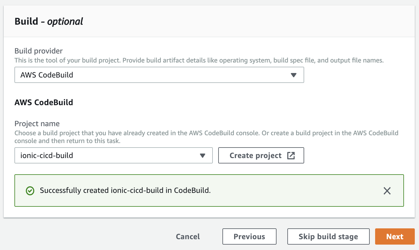 Confirm your newly created
CodeBuild project